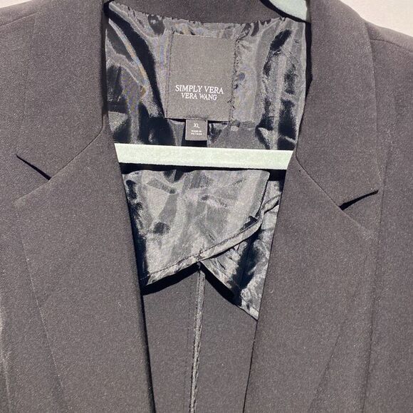 Simply Vera Vera Wang Women's Black Relaxed Single Breasted Blazer Jacket XL - Picture 5 of 11